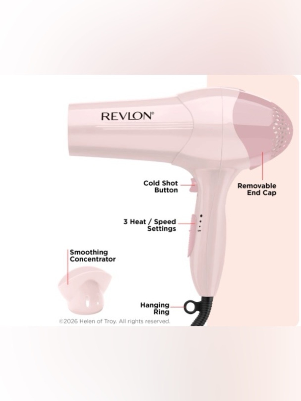 Mainstays Pink Compact Travel Hair Dryer